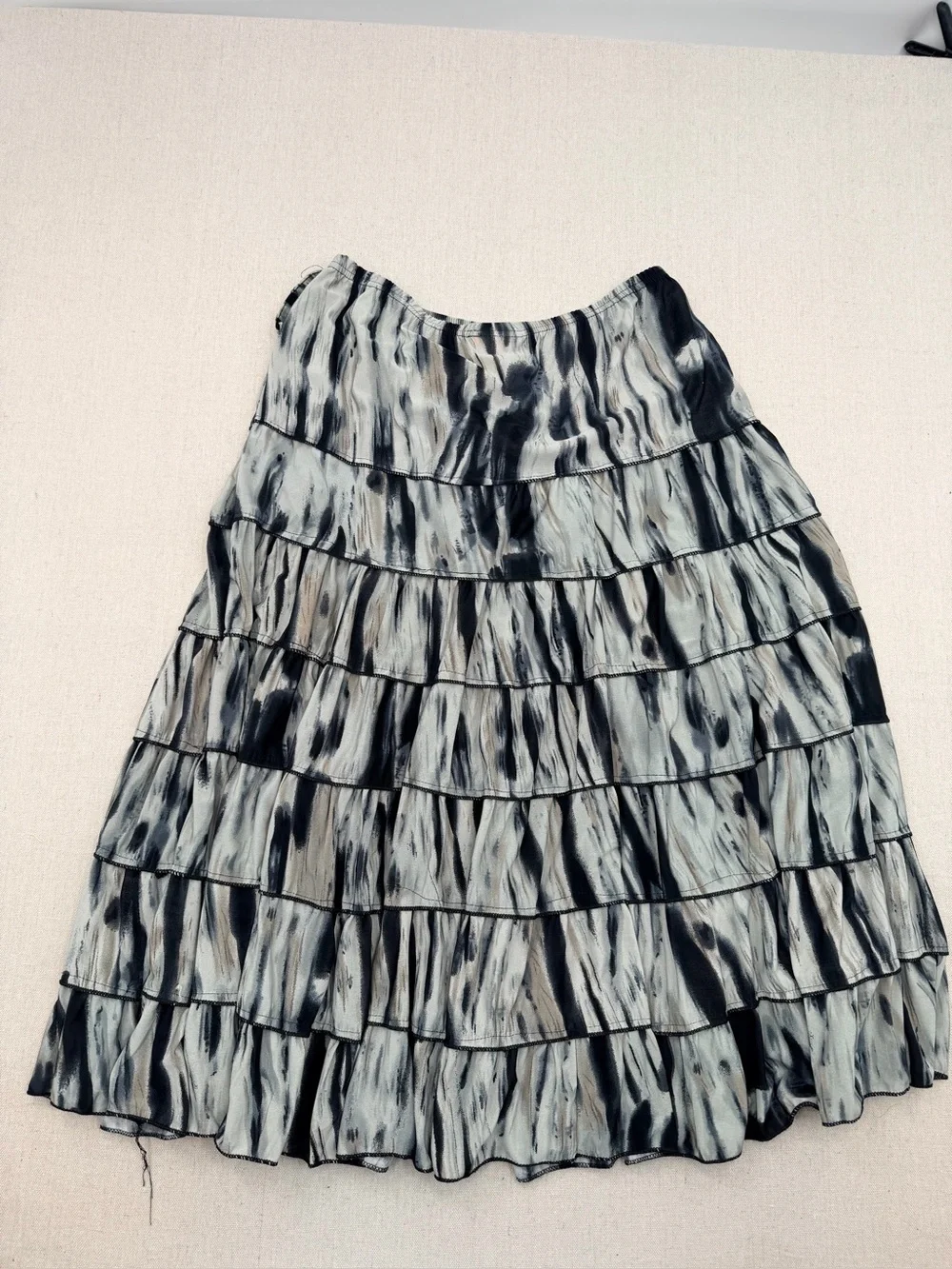 Metro Wear Black and White Tiered Maxi Skirt